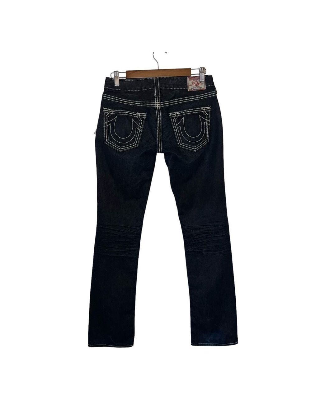 NWT True Religion Womens Johnny Big T Dark Wash Big Stitch Straight Leg Jeans 27 - Picture 3 of 13